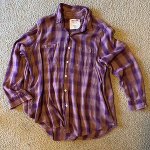 Long sleeve plaid purple shirt